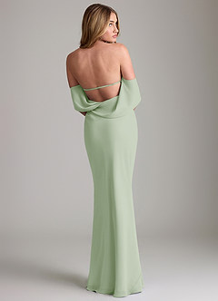 Azazie Lusinda Suknie dla druhen Syrena Zza ramienia Szyfon Do ziemi Sukienka image2