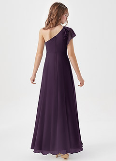 Azazie Arabella Junior Robe Trapèze en Mousseline de soie Rayé Prune image6