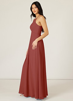 Azazie Sarah Final Sale Auburn Empire Pleated Chiffon Dress image4