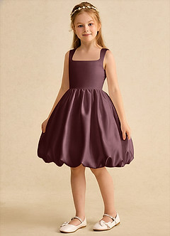 Azazie Nirvana Flower Girl Dresses Sangria Ball-Gown Ruched Matte Satin Dress image5