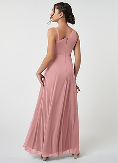 Azazie Brooke Junior Dusty Rose A-Line Pleated Mesh Dress image4