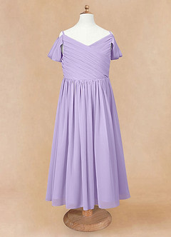 Azazie Chelle Flower Girl Dresses Lilac A-Line Pleated Chiffon Dress image6