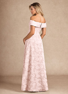 Azazie New London Abiti per la Madre della Sposa Abito A-Line in Burnout Floreale Plissettato Jacquard Rosa Chiaro image5
