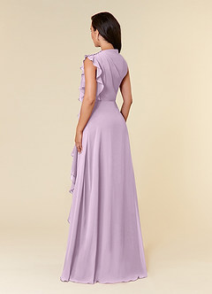Azazie Narine Mother of the Bride Dresses Frosted Lilac A-Line High Neckline Pleated Chiffon Dress image4