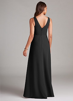 Azazie Nelly Bridesmaid Dresses Black A-Line Pleated Chiffon Dress image5