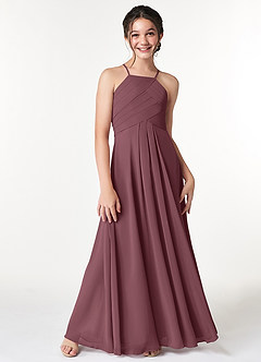 Azazie Ginger Junior Sangria A-Line Pleated Chiffon Dress image5
