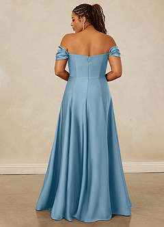 Christian Siriano Bridal for Azazie 1002 Brautjungfernkleider Wandelbar A-Linie Schulterfrei Stretch-Satin Kleid Stahlblau image16