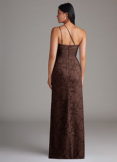 Azazie Eren Bridesmaid Dresses Ganache Sheath One Shoulder Floral Burnout Dress image2