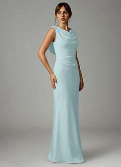 Azazie Kieryn Brudepigekjoler Havfrue Plisseret Stræk satin Gulv-længde Kjole image4