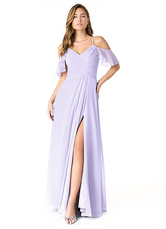 Azazie Dakota Bridesmaid Dresses Lilac A-Line V-Neck Pleated Chiffon Dress image1