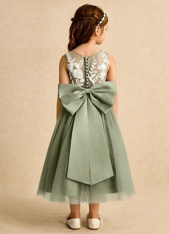 Azazie Sundae Robe Demoiselle D'honneur Fillette Robe Princesse en Dentelle Pistache image2