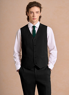 Carter Black Cotton Linen Blend Suit Vest