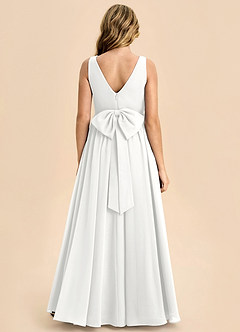 Azazie Hathaway Junior White A-Line Bow Chiffon Dress image1