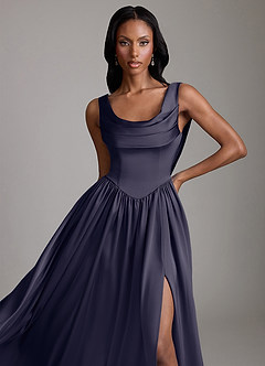 Azazie Novi Bridesmaid Dresses Stormy A-Line with Pockets Stretch Satin Dress image3