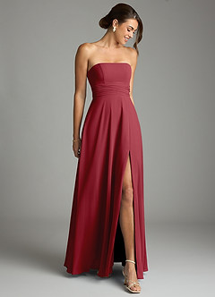 Azazie Tamira Suknie dla druhen Linia A Pofałdowany Szyfon Do ziemi Sukienka image2