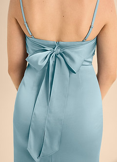 Azazie Mai Junior A-Linie Herzausschnitt Stretch-Satin Kleid Stimmungsvolles Blau image6