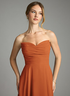 Azazie Ayla Abiti da Damigella Abito A-Line in Chiffon Scollo a Cuore Cannella image4