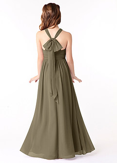 Azazie Jaylah Junior Willow Green A-Line Ruched Chiffon Dress image2