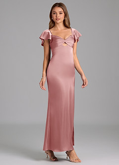 Azazie Demia 신부 들러리 드레스 쉬스 스윗하트 네크라인 스트레치 새틴 발목 길이 드레스 image4