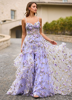 Elara Light Purple 3D Floral Prom Dress image5