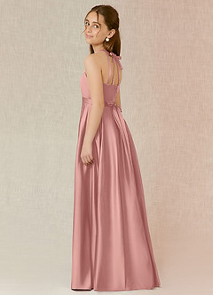 Azazie Arianthe Junior Rosette A-Line with Pockets Stretch Satin Dress image3