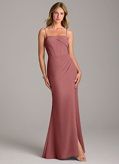 Azazie Chantel Robes de demoiselle d'honneur Robe Fourreau Convertible en Mousseline de soie Sans bretelles Améthyste image4