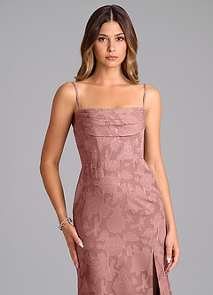 Azazie Saige Bridesmaid Dresses Dusty Rose A-Line Off the Shoulder Floral Burnout Convertible Dress image2