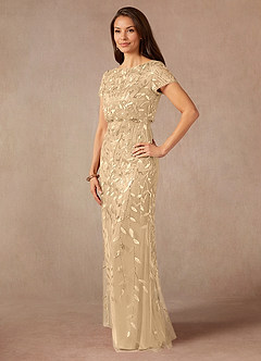 Azazie Lehi Mother of the Bride Dresses Champagne A-Line Sequins Dress image5
