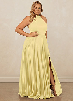 Christian Siriano Bridal for Azazie 1007 Brautjungfernkleider A-Linie Plissee Stretch-Satin Kleid Zitronensorbet image10