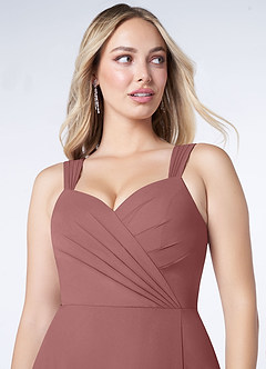 Azazie Nahrin Bridesmaid Dresses Desert Rose A-Line V-Neck Pleated Chiffon Dress image5