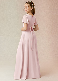 Azazie Induh Junior Blushing Pink A-Line Ruched Chiffon Dress image2