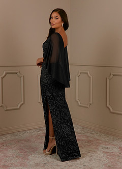 Azazie Collins Mother of the Bride Dresses Black Sheath Lace Dress image3