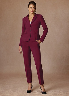 front Whitney Burgundy Structured Stretch Blazer
