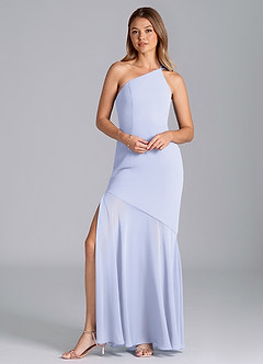 Azazie Tilla Vestidos de damas de honor Vestido de Lavanda de Gasa de Corte Sirena con Hombro unilateral image1