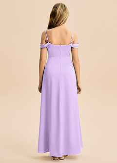 Azazie Lettie Junior A-Line Off-Shoulder Stræk satin Gulv-længde Junior brudepige Kjole image3