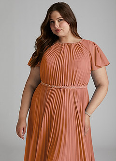 Azazie Kara Modest brudtärna klänningar Klänning A-Line Plisserad Golvlängd Chiffong image15