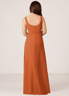 Azazie Renee Junior Cinnamon A-Line Side Slit Chiffon Dress image2