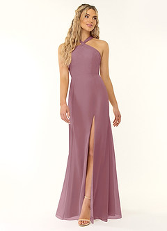 Azazie Rue Bridesmaid Dresses Vintage Mauve A-Line Halter Chiffon Dress image1