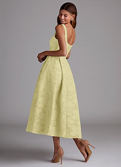 Azazie Amalie Brautjungfernkleider A-Linie Plissee Blumen-Burnout Kleid Zitronensorbet image2
