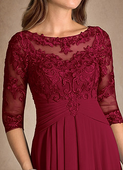 Azazie Marietta Mother of the Bride Dresses Burgundy A-Line Lace Dress image9