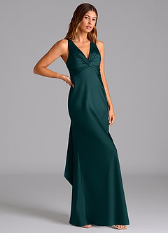 Azazie Hati Abiti da Damigella Abito Sirena in Raso Elasticizzato Pino image1