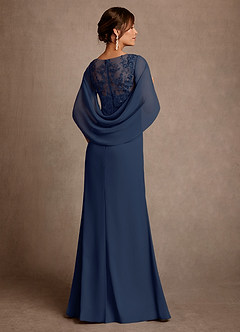 Azazie Santa Clara Mère de la mariée Robes Robe Trapèze en Dentelle Bleu Marine Foncé image2