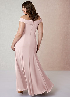Azazie Lecia Bridesmaid Dresses Blushing Pink Empire Off-The-Shoulder Pleated Chiffon Convertible Dress image9
