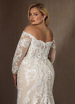 Azazie Empiria Wedding Dresses Diamond White Champagne Mermaid Sequins Tulle Dress image11