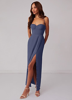 Barbie ♥ Azazie Bridesmaid Dresses Stormy Sheath Corset Chiffon Dress image2