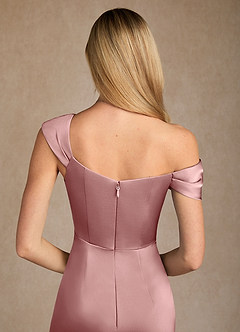 Azazie Laramie Mother of the Bride Dresses Dusty Rose Mermaid Pleated Stretch Satin Dress image6