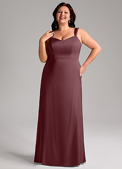 Azazie Denice Vestidos de damas de honor Vestido de Sangrado de Satén Elástico de Corte Recto con Plisado image10