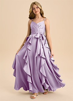 Azazie Peyton Junior Klä av A-Line i Stretch Satin Plisserad image5