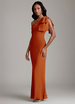 Azazie Yuanna Bridesmaid Dresses Paprika Mermaid One Shoulder Chiffon Dress image5