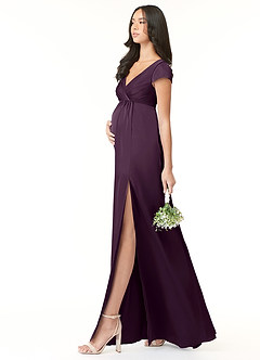 Azazie Allessia Maternity Bridesmaid Dresses A-Line Pleated Stretch Satin Floor-Length Dress image9